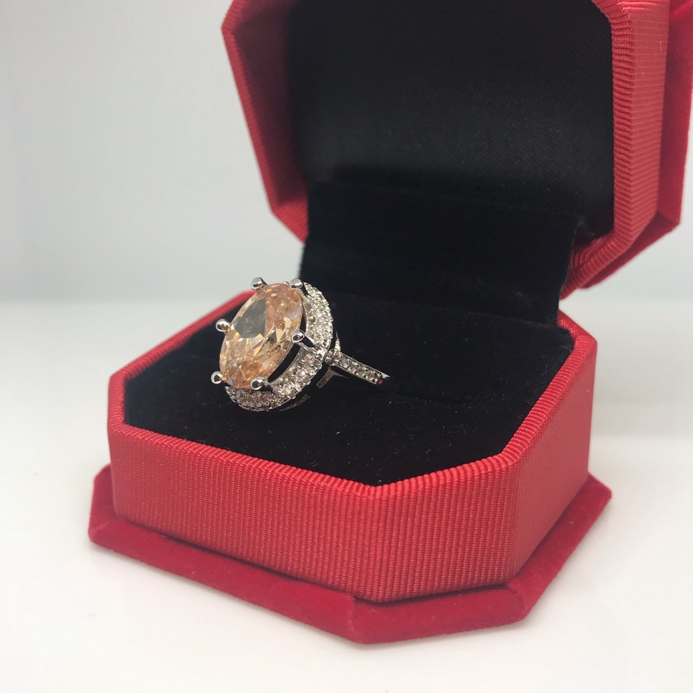 Created gem sterling silver ring